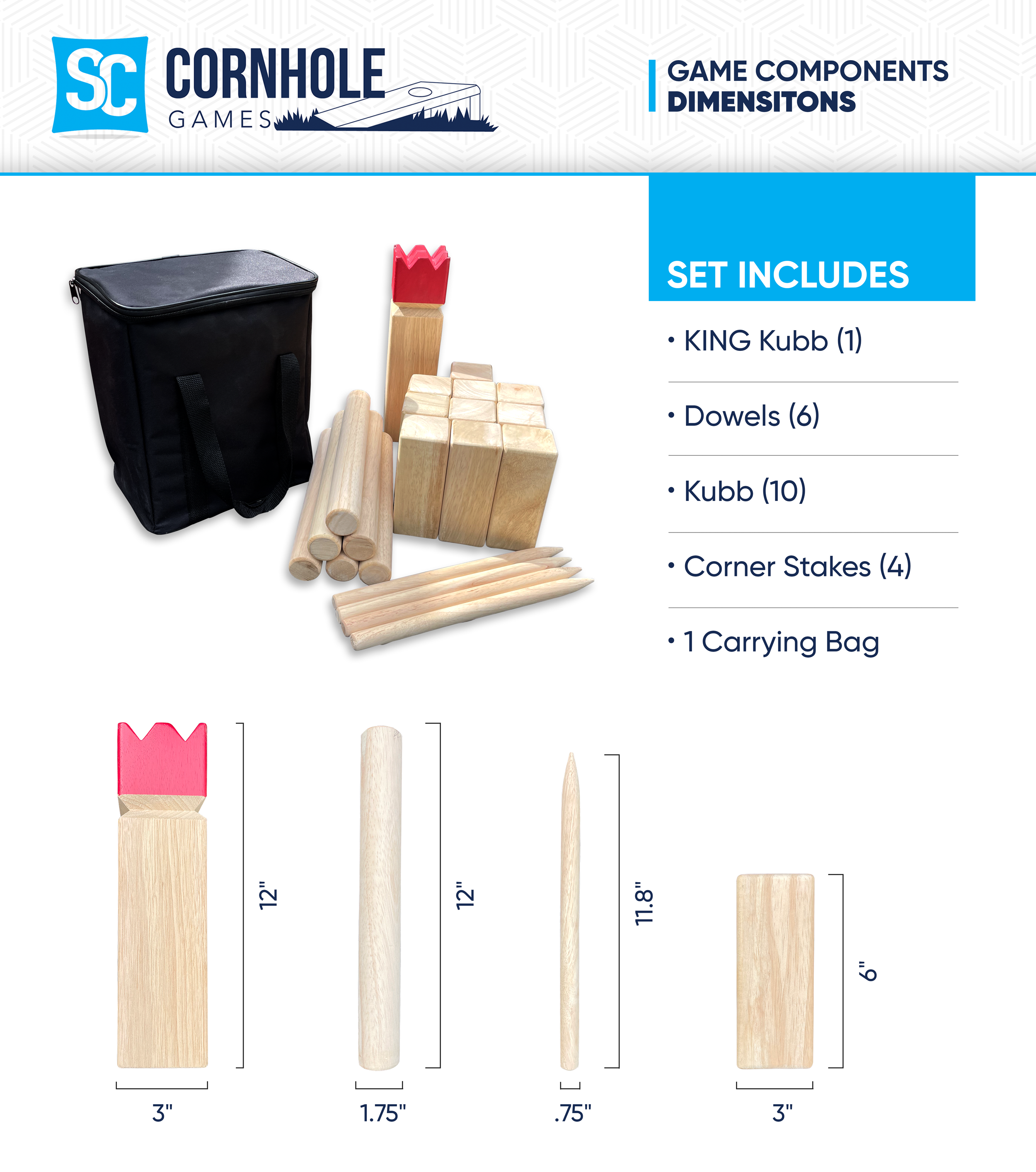 Kubb Game Regulation Set